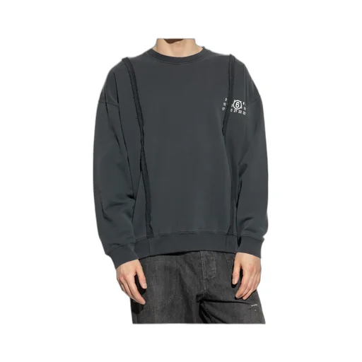 Numbers-Motif Drop Shoulder Sweatshirt