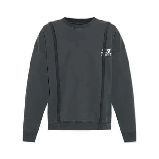 Numbers-Motif Drop Shoulder Sweatshirt