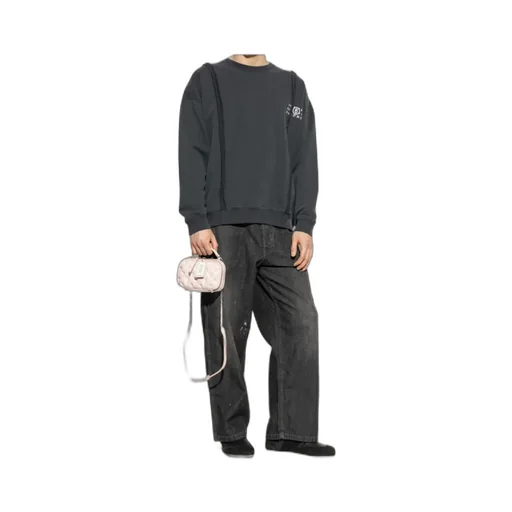 Numbers-Motif Drop Shoulder Sweatshirt