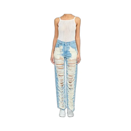 Ripped Straight Leg Jeans