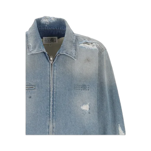 Distressed Zip-Up Denim Jacket
