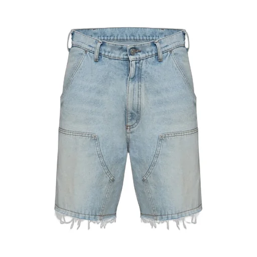 Numbers-Motif Denim Shorts