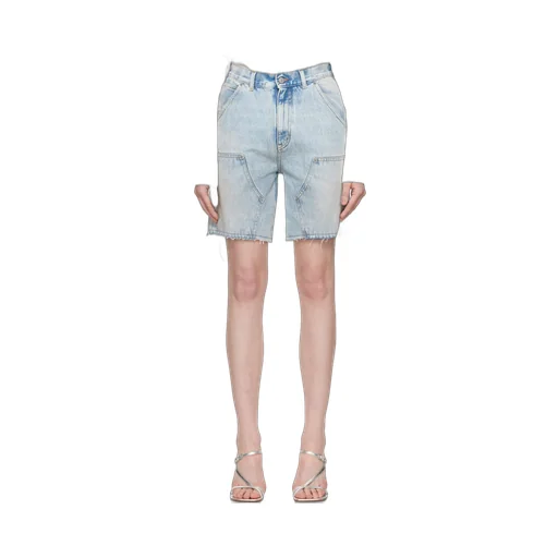 Numbers-Motif Denim Shorts