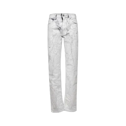 Craquele Effect Paint Slim Fit Jeans