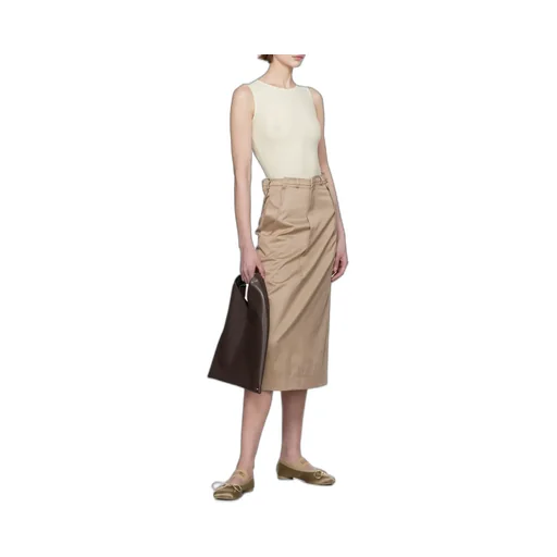 Twill Darting Midi Skirt