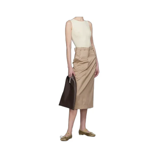Twill Darting Midi Skirt