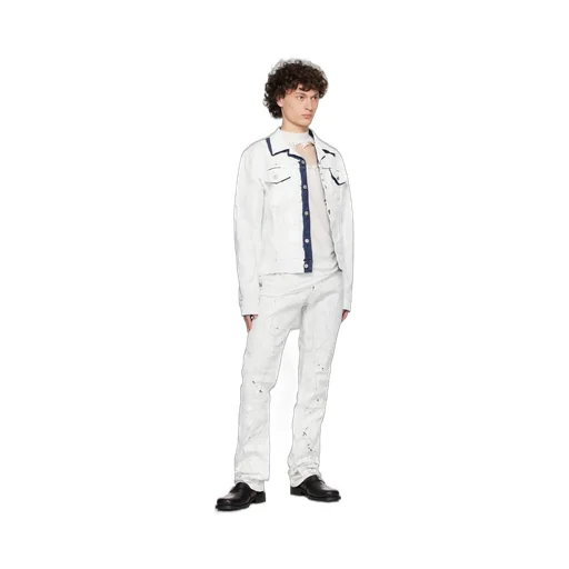 Cracked-Effect Straight-Leg Jeans