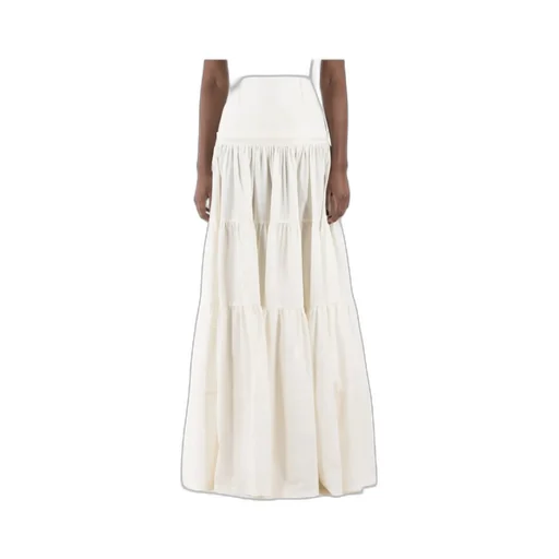 High Waist Midi Flounced Skirt