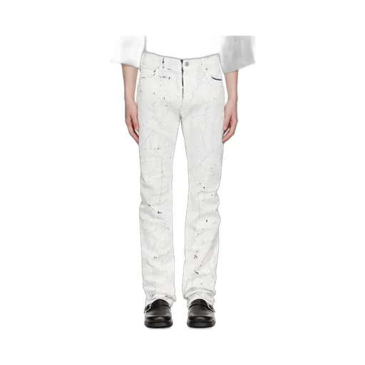 Cracked-Effect Straight-Leg Jeans