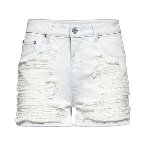 Logo Patch Distressed Shorts