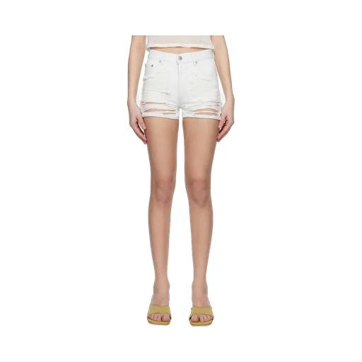 Logo Patch Distressed Shorts
