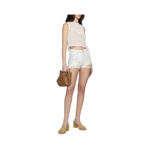 Logo Patch Distressed Shorts