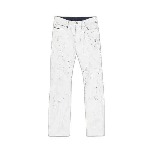Cracked-Effect Straight-Leg Jeans