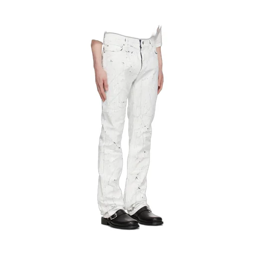 Cracked-Effect Straight-Leg Jeans