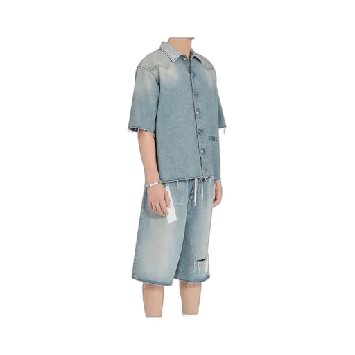 Short-Sleeved Denim Shirt