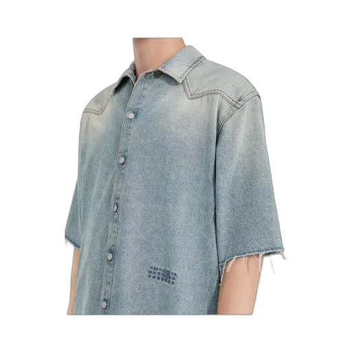 Short-Sleeved Denim Shirt