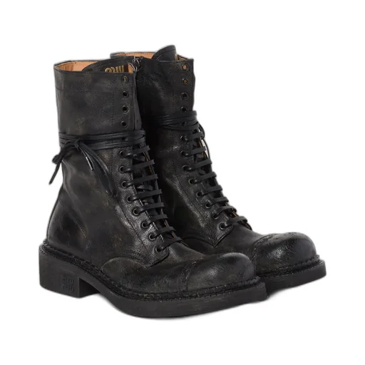Logo-Embossed Lace-Up Boots