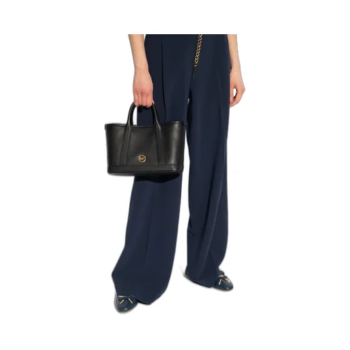 Logo-Plaque Leather Tote Bag