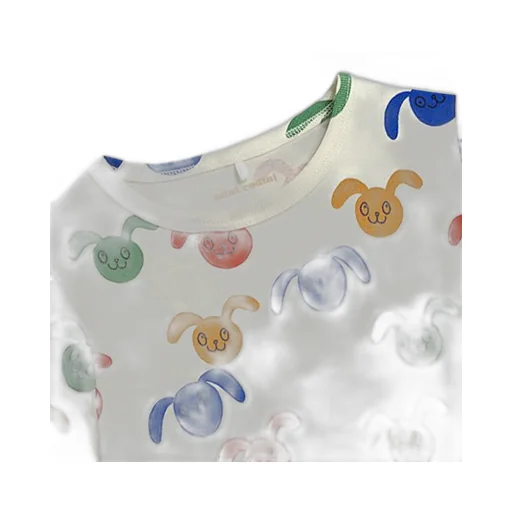 Baby Girl Organic Cotton T-Shirt With All-Over Bunny Print