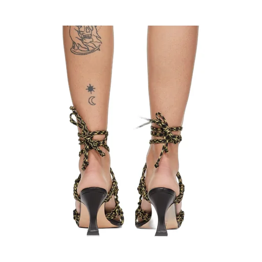 Contrast-Colored Open-Toed High-Heeled Sandals
