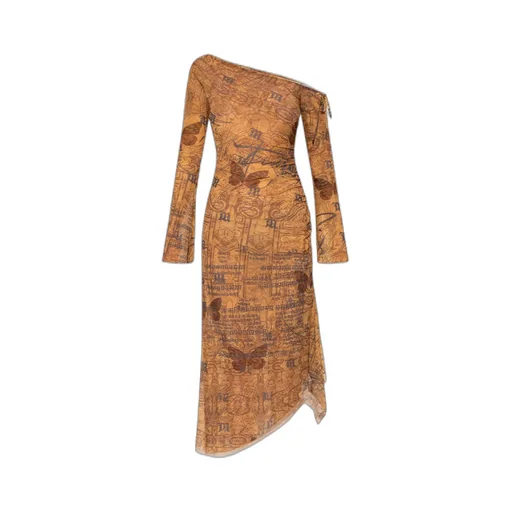 Abstract-Pattern Print Midi Dress
