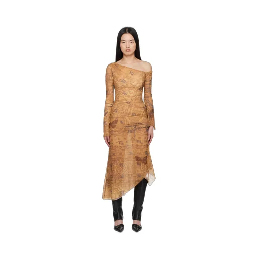 Abstract-Pattern Print Midi Dress