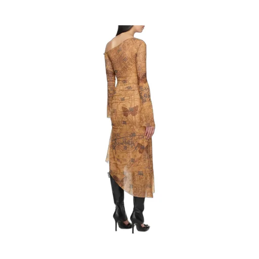 Abstract-Pattern Print Midi Dress