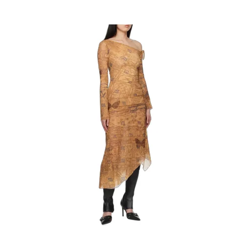 Abstract-Pattern Print Midi Dress