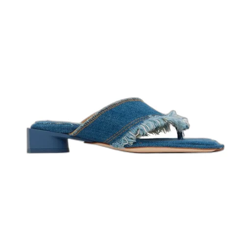 Rugged Denim High-Heeled Sandals