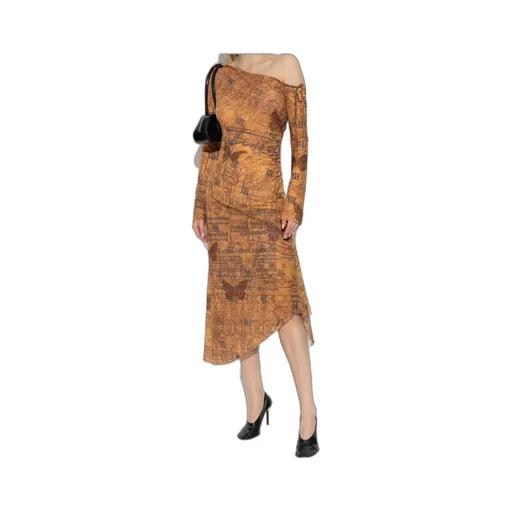 Abstract-Pattern Print Midi Dress