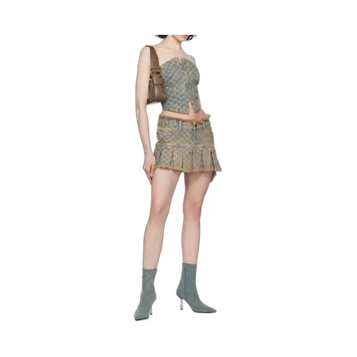 Monogram-Jacquard Denim Miniskirt