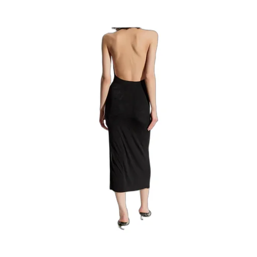 Backless Cowl Neck Midi Dress