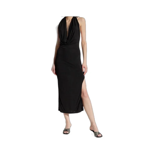 Backless Cowl Neck Midi Dress