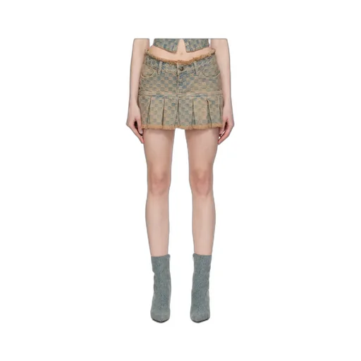 Monogram-Jacquard Denim Miniskirt