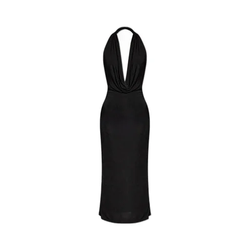 Backless Cowl Neck Midi Dress
