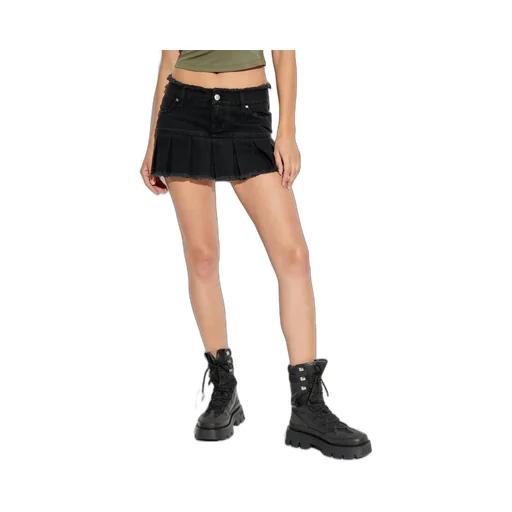 Logo Patch Denim Skirt