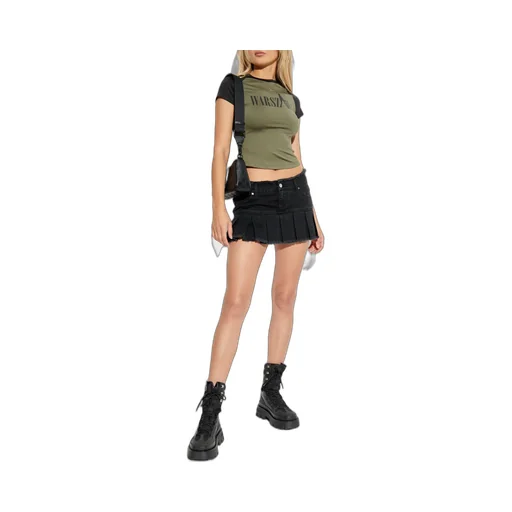 Logo Patch Denim Skirt