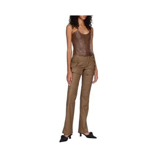 Leather-Effect Cargo Trousers
