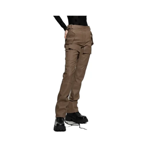 Leather-Effect Cargo Trousers