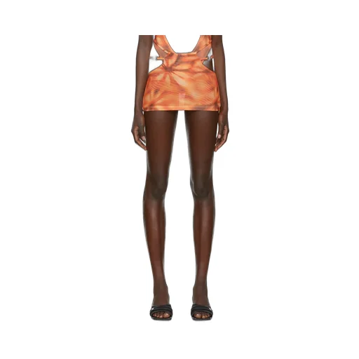 Floral-Print Cut-Out Miniskirt