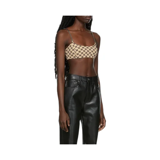 Monogram-Print Bralette Top