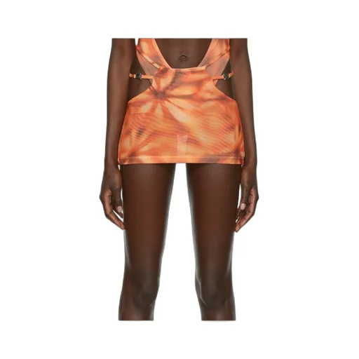 Floral-Print Cut-Out Miniskirt