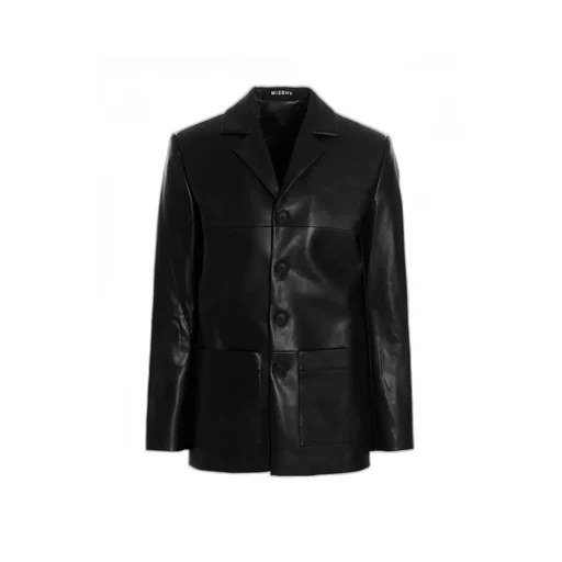 Button-Front Faux-Leather Jacket