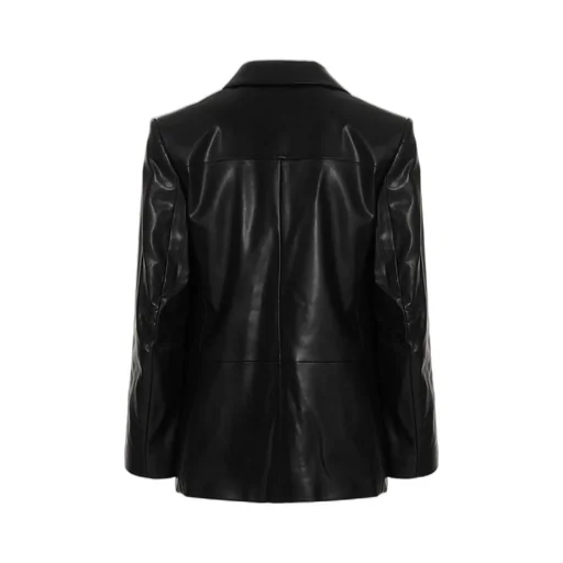 Button-Front Faux-Leather Jacket