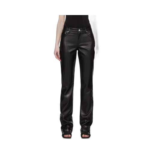 Faux-Leather Straight-Leg Trousers