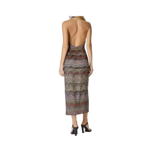 Sequin-Embellished Halterneck Midi Dress