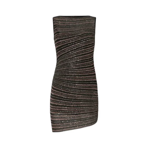 Lamé Stripes Boat Neck Mini Dress