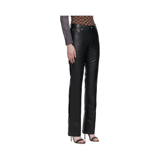 Faux-Leather Straight-Leg Trousers