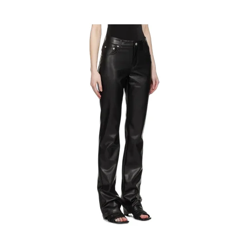 Faux-Leather Straight-Leg Trousers