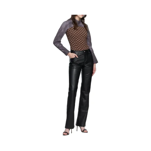 Faux-Leather Straight-Leg Trousers